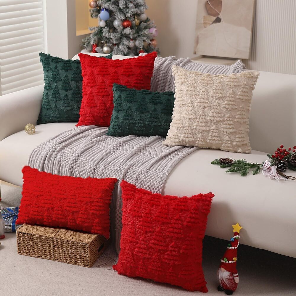 9709 Christmas Pillow Covers 12 x 20 Set of 2 Christmas Decoration Red Xmas - Picture 5 of 6